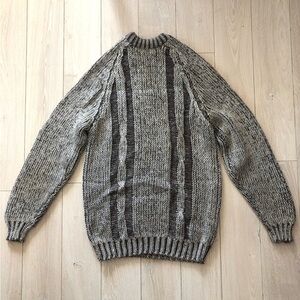 Vintage Holt Renfrew Pure New Wool Cable Knit Sweater Made in England Size L